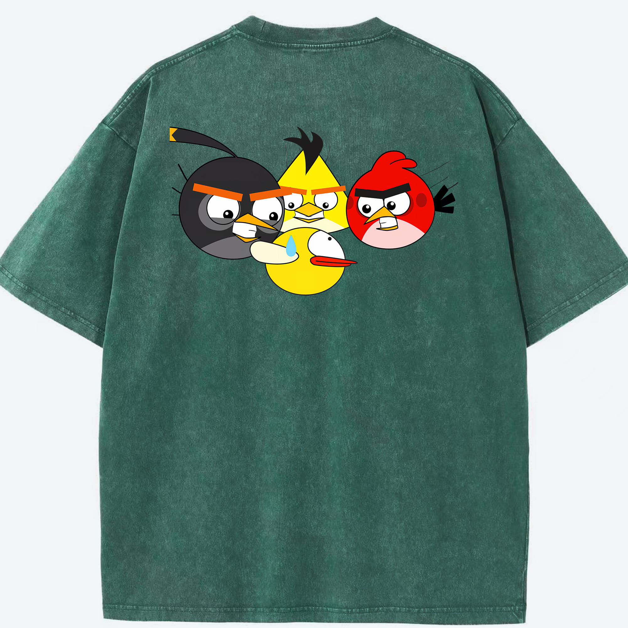 （画像用） Angry Birds アングリーバード 綿100% ヴィンテージ風 半袖Tシャツ（背面プリント）